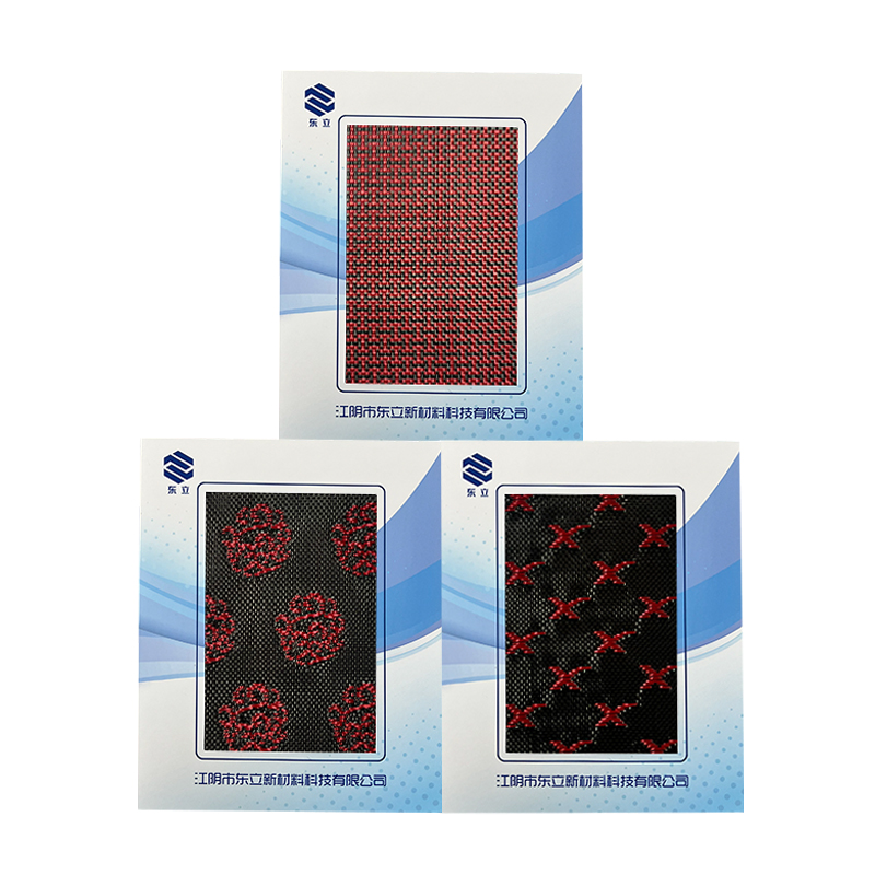 Piros/fekete aramid szén kevert szénszál szőtt anyag Piros/fekete aramid szén kevert szénszál szőtt anyag